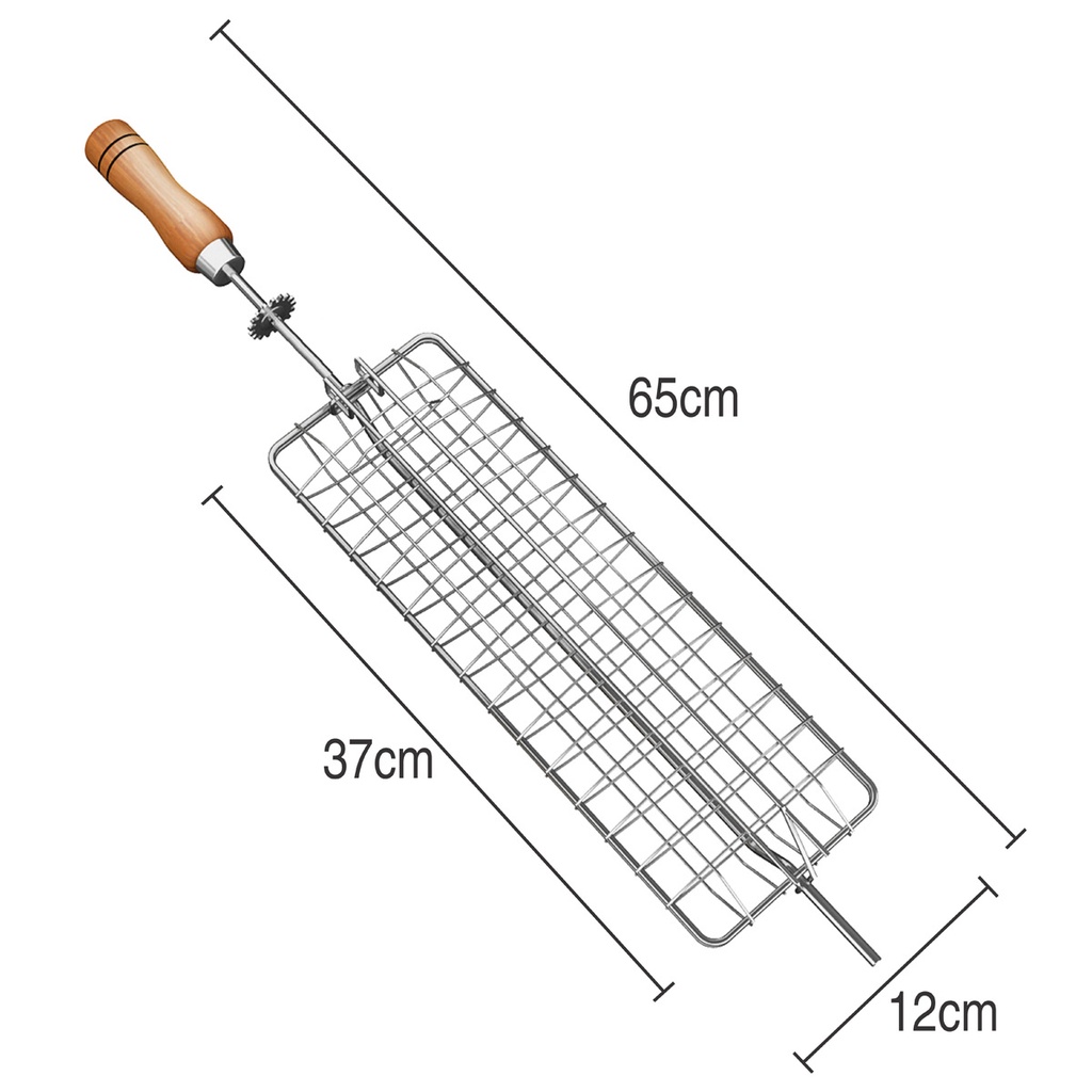 Grelha Cesto Espeto Giratório 65cm Grill Laurindos Curto