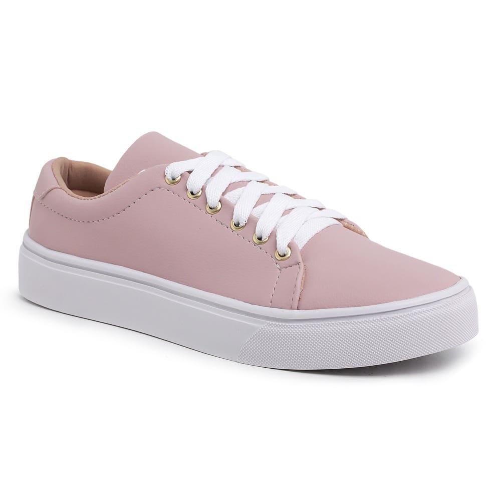 Tenis feminino rosa liso casual novo modelo cano curto moda | Shopee Brasil