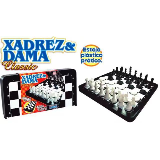 Jogo De Xadrez E Dama Em Plastico