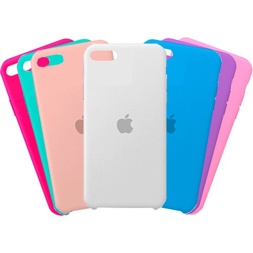 Capa Capinha Silicone Flexível C/ Logo e Fechada em Baixo para IPhone 7/8, 7/8 Plus, XR e 11