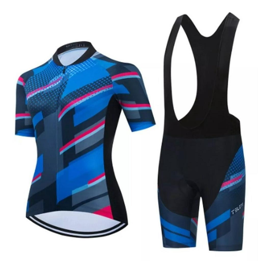 Conjunto Ciclismo Feminino Bretelle E Camisa Roupa Ciclismo Gel Bicicleta Teleyi Mtb Speed