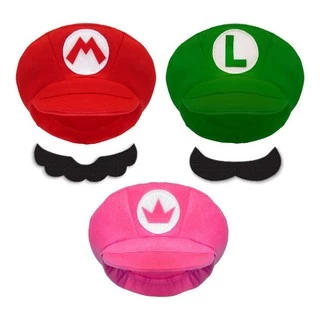 Sob Medida Boina / Chapéu/ Boné Super Mario Bros, Luigi e Peach c/ bigodes