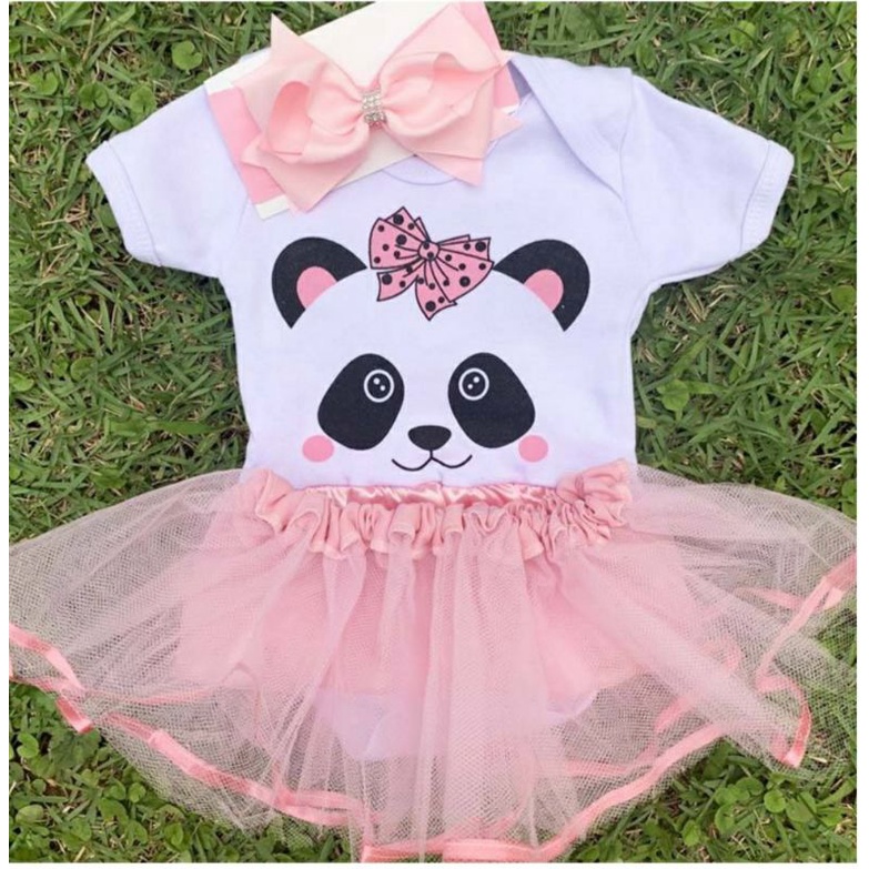 Body Roupa de Bebê Divertido Desenho Panda Aniversário