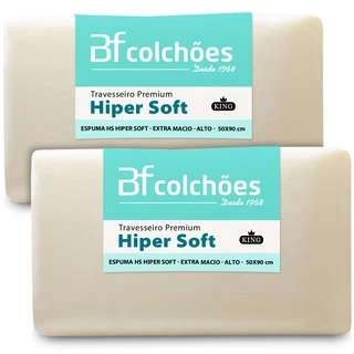 Kit 2 Travesseiros Ortopédico Espuma HiperSoft Macio 50x90 BF Colchões