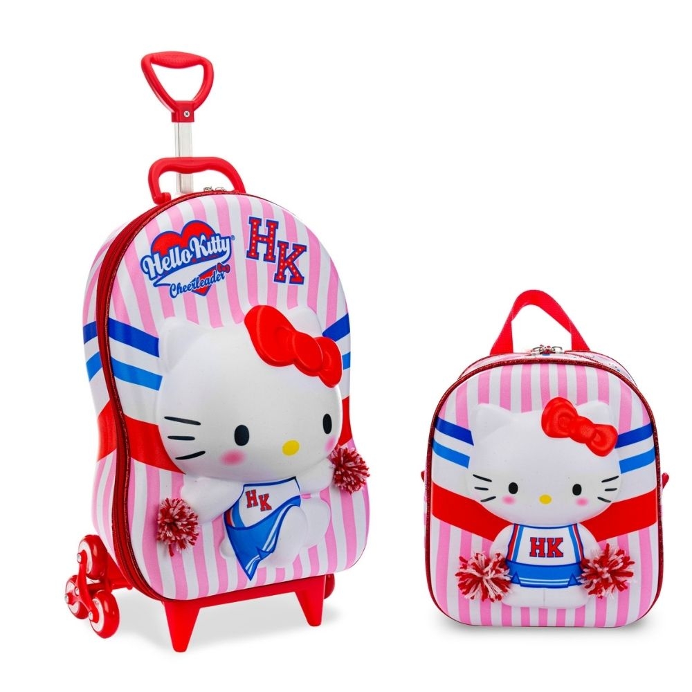 Kit Mochila Infantil 3D c/3 Rodinhas e Lancheira Hello Kitty ...