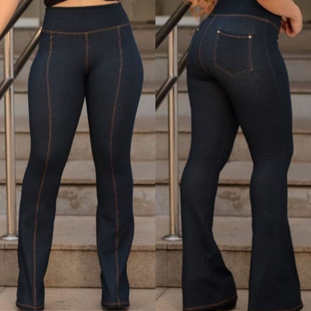 Calça fake sale jeans flare