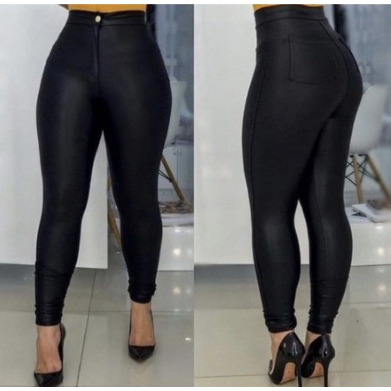 Calça legging best sale couro cintura alta