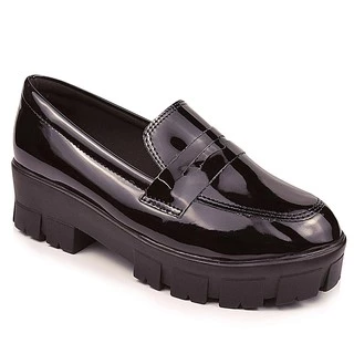 Mocassim Oxford Tratorado Chunky Couro Sintético Feminino Grunge Macerata
