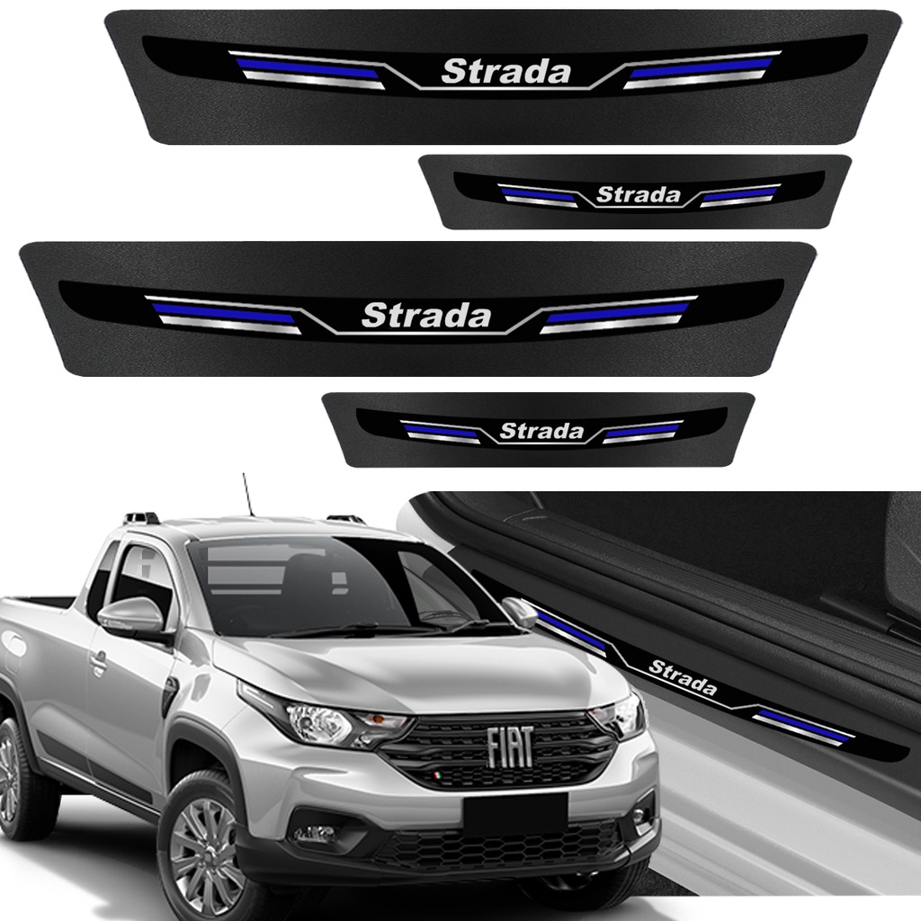 Jogo Soleira Premium Elegance Fiat Strada 2020 2021 2022 2023 2024