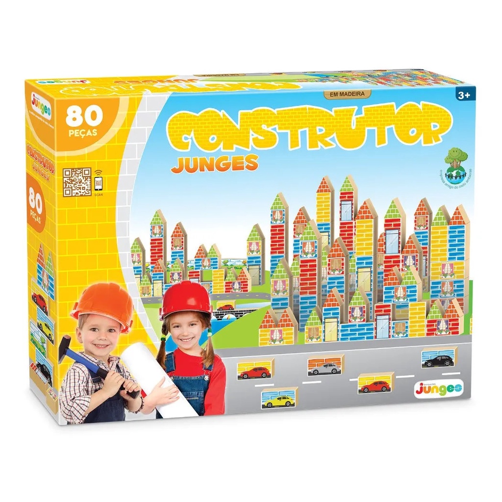 Blocos de Montar Construtor 120 Peças Brinquedo de Madeira Brinquedos de  Madeira Bambalalão Brinquedos Educativos