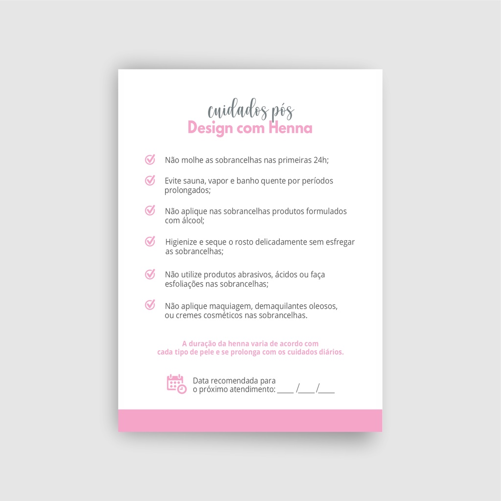 Bloco 100 fls Cuidados pós Design com henna | Shopee Brasil