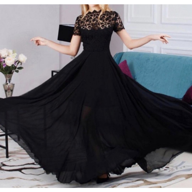 Vestido de sale casamento preto longo