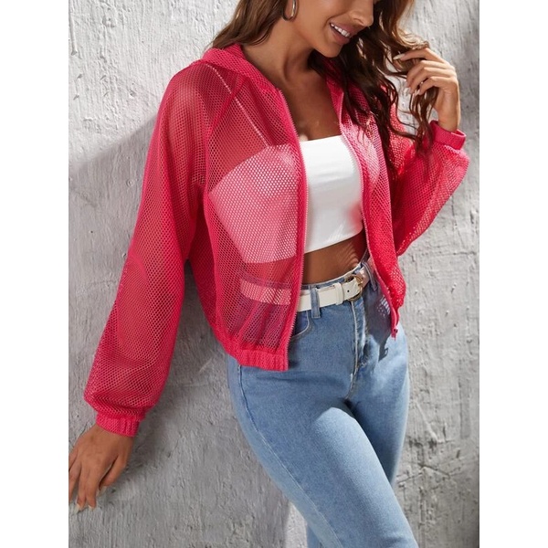 Jaqueta bomber transparente store tule