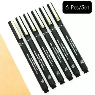 6PCS Ou 1PC Uni Pin Desenho Linha Fina 005 01 02 03 05 08 Caneta Agulha