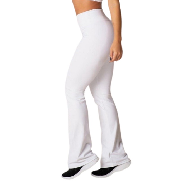 Calça Bailarina Flare Branca Enfermagem Esteticista Cós Alto