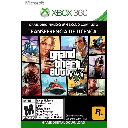 Gta 5 Xbox 360 (Grand Theft Auto v) Mídia Digital Transferência de Licença  – Games Matrix