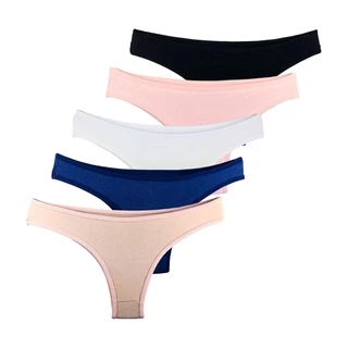 Kit com 5 Calcinhas Tanga Try Basics Confortável Cotton Algodão Top Qualidade Costura Reforçada Premium