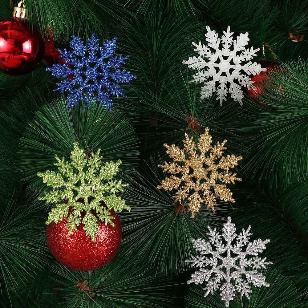 10cm Flocos De Neve Com Glitter Decoração De Natal