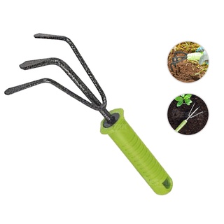 Ancinho Rastelo de Mão 3 Dentes 100 X 235 Mm Pequeno C/ Cabo Plastico P/ Jardinagem Hortas Jardim Flores PALISAD