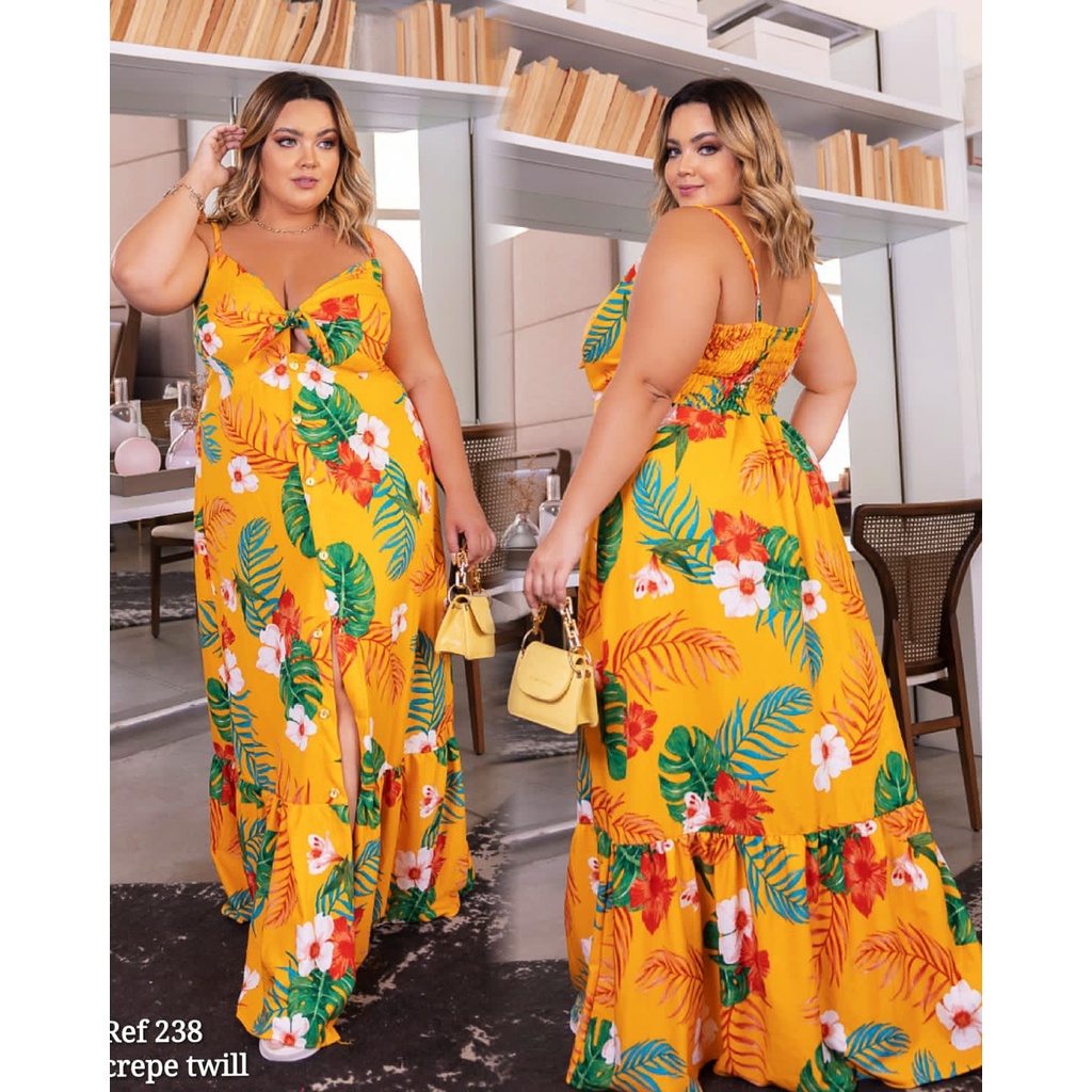 vestido longo plus size