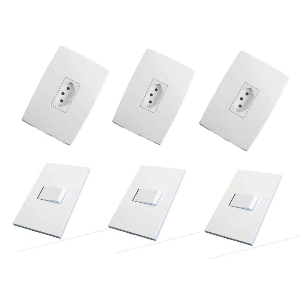 Combo 3 Tomadas + 3 Interruptores PEESA Modelo Modular Una Max 10A ...