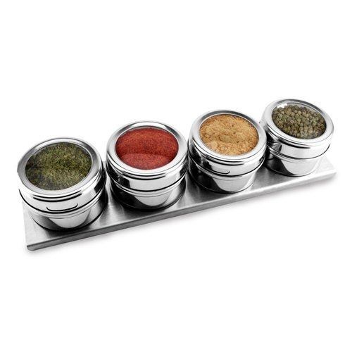 Kit 4 Porta Condimento Inox Temperos Magnéticosimã Geladeira