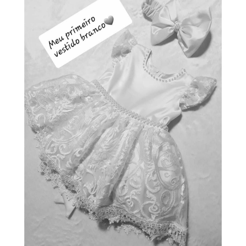 Vestido de batizado hot sale branco para bebe