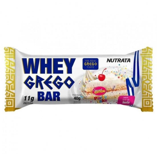 Whey Grego Bar (40g) – Vencimento 31/07/2022 – Nutrata – Bolo de Festa