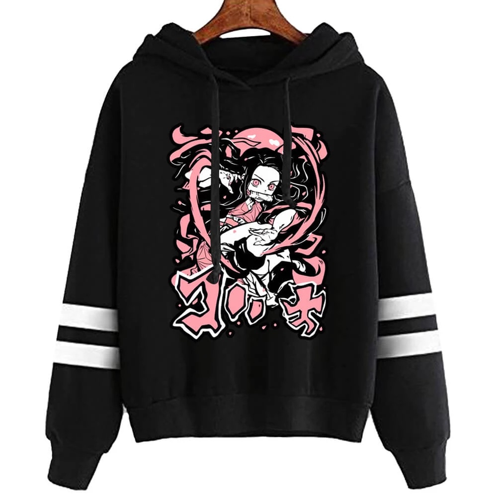 Moletom feminino com capuz fofo anime Demon Slayer desenho Nezuko