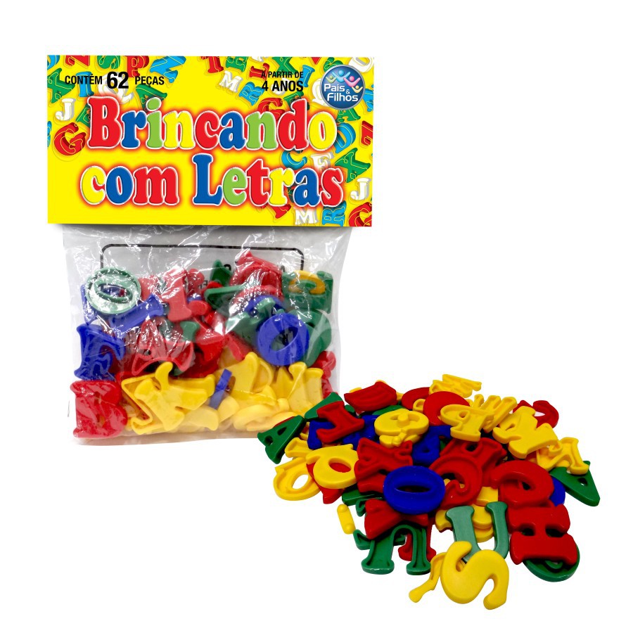 BRINQUEDO PEDAGOGICO BRINCANDO COM LETRAS 62 PECAS | Shopee Brasil