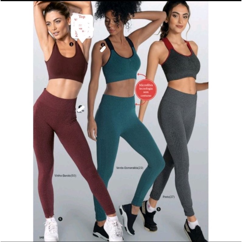 Calça Stadium ultraleve DeMillus Legging esportiva Calça friso