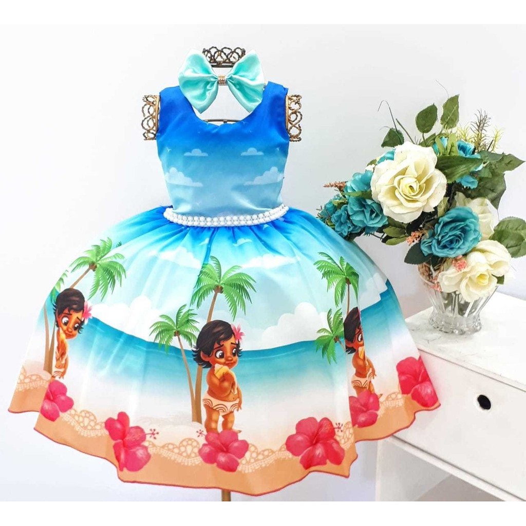 Vestido Moana Baby Infantil e Bebê Roupa/Fantasia Aniversário