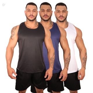 Kit 3 Regata Dry leve Masculina Fitness para Treino e Academia Premium