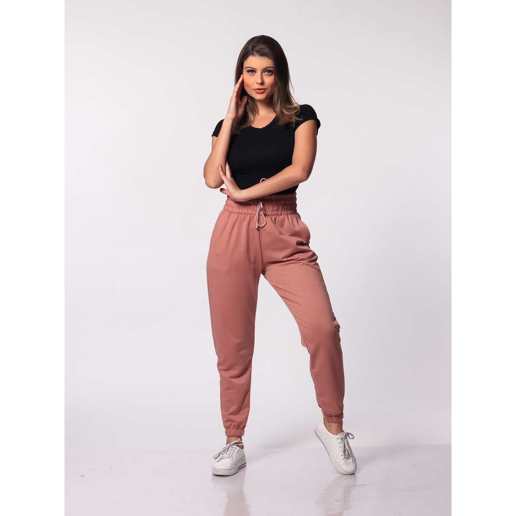 Cal a Feminina Jogger Poli ster Confort vel para Sair Top
