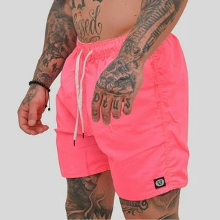 Short Praia Masculino Neon Barato Bermuda Mauricinho Salmao Neon Atacado