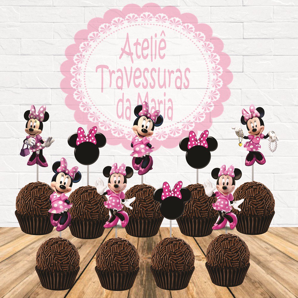 Toppers para Docinhos da Minnie Rosa - Fazemos todos os Temas (Nos ...