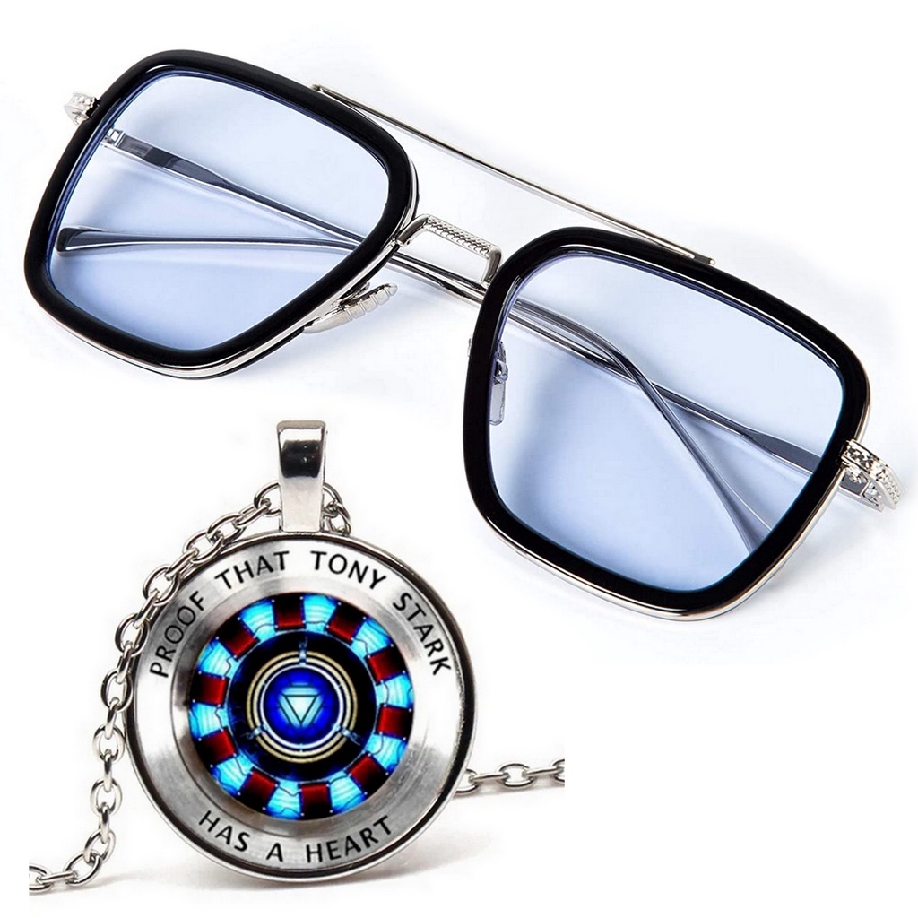 Óculos De Sol E Colar Homem Ferro Tony Stark Edith Kit | Shopee Brasil