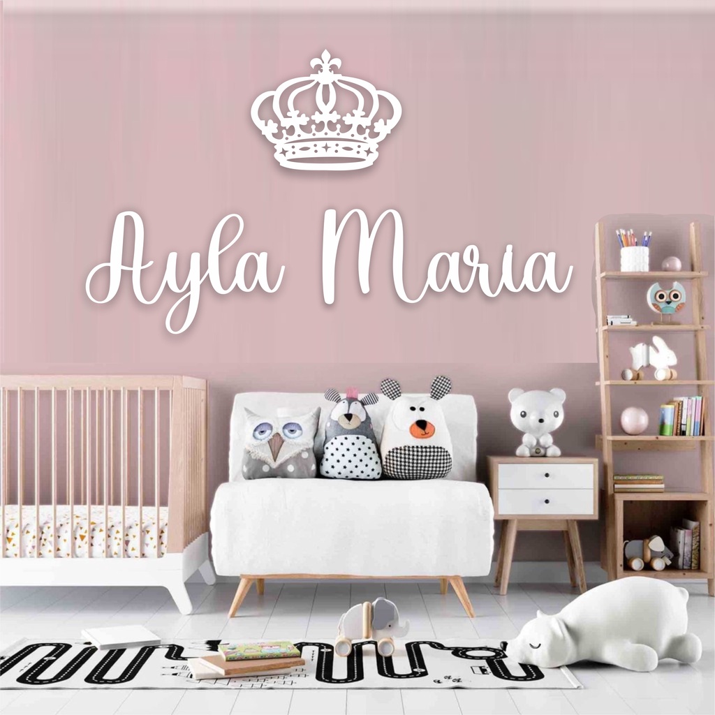 Kit Provencial para decoração quarto de menina menino Coroa nome inteiro Personalizado em MDF DV_0456