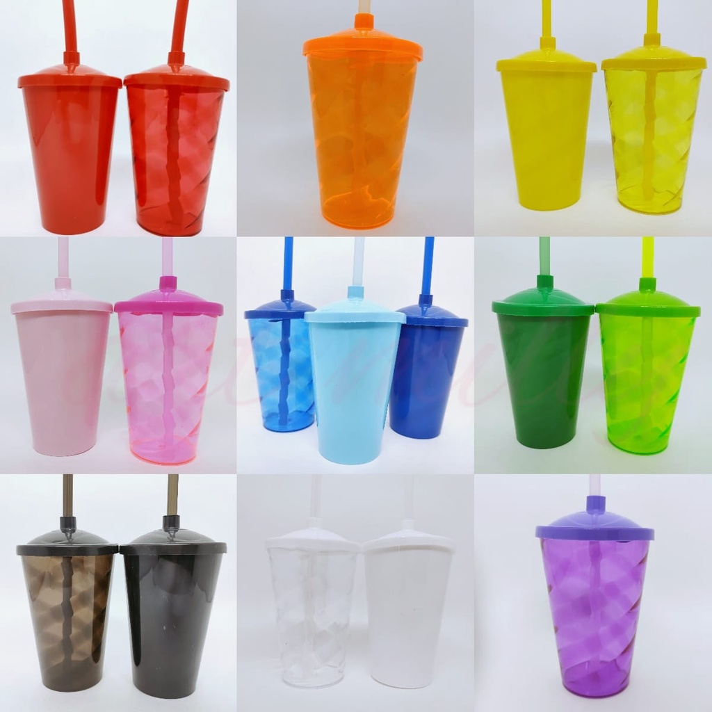 7 copos twister 400ml tampa e canudo Caldereta art milly | Shopee Brasil