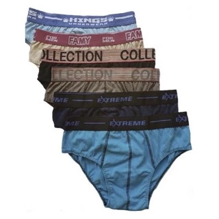 Kit com 5 cuecas adulto em poliéster com elástico exposto (modelo slip).