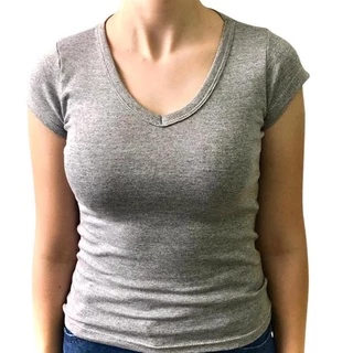 Blusa baby look GOLA V MESCLA 96% algodão 4% elastano.