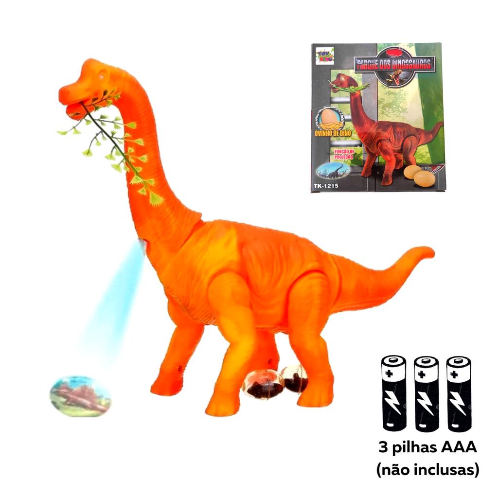 Dinossauro gigante bota ovo/reproduz som/anda/projetor de imagem - laranja
