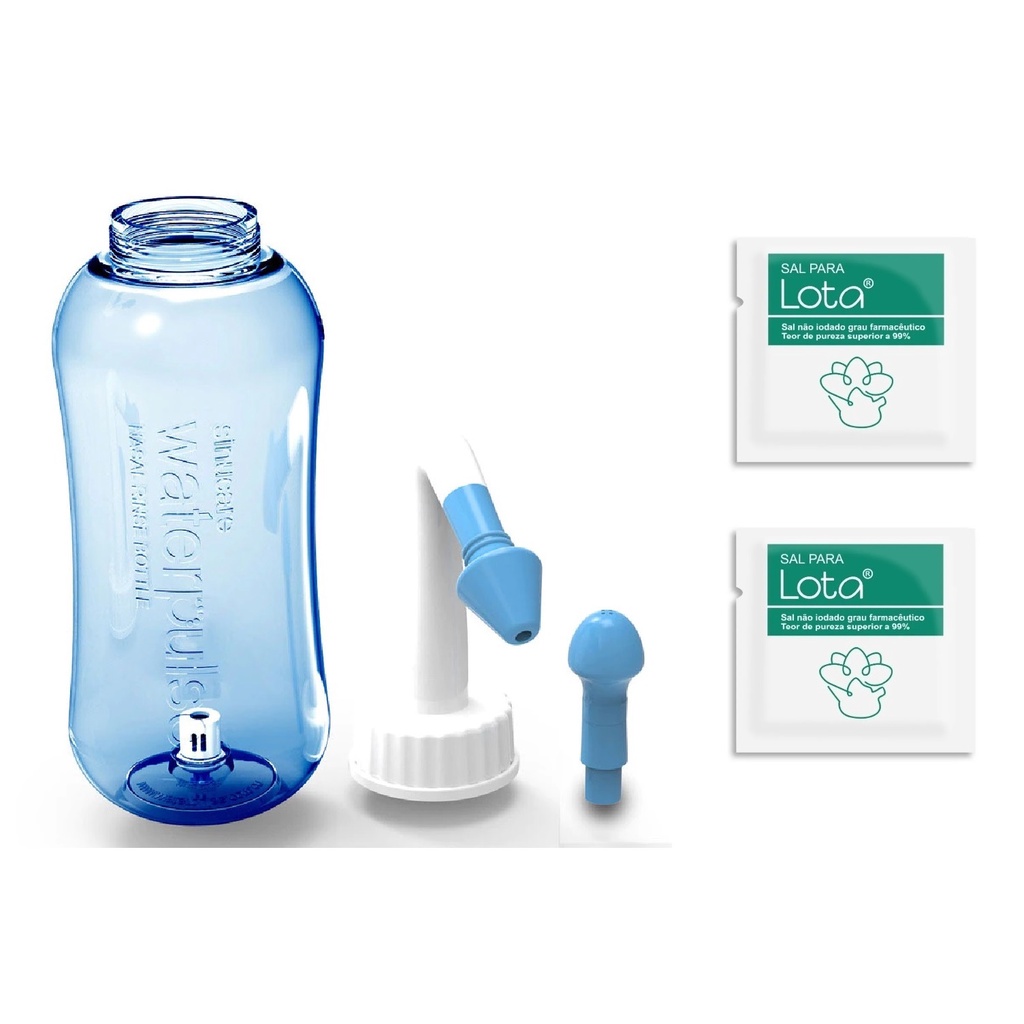 Lavador Higienizador Nasal Rinite Sinusite E Alergias 500 Ml Waterpulse  Original Azul + 2 Sais de Lota Tratamento Nasal
