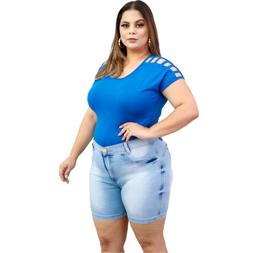 Bermuda Plus Size Jeans Meia Coxa 6739 - Plus Size