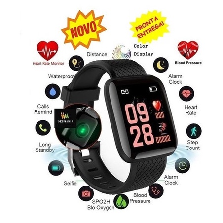 Smartwatch 116S Plus - PRONTA ENTREGA | Shopee Brasil