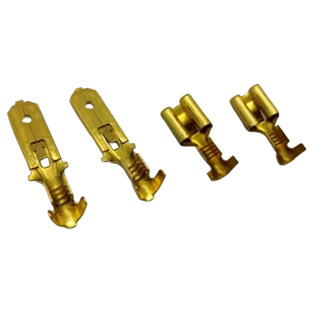 25 Terminal Macho + 25 Fêmea Encaixe Faston 6,3mm Com Trava