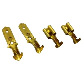 50 Terminal Macho + 50 Fêmea Encaixe Faston 6,3mm Com Trava