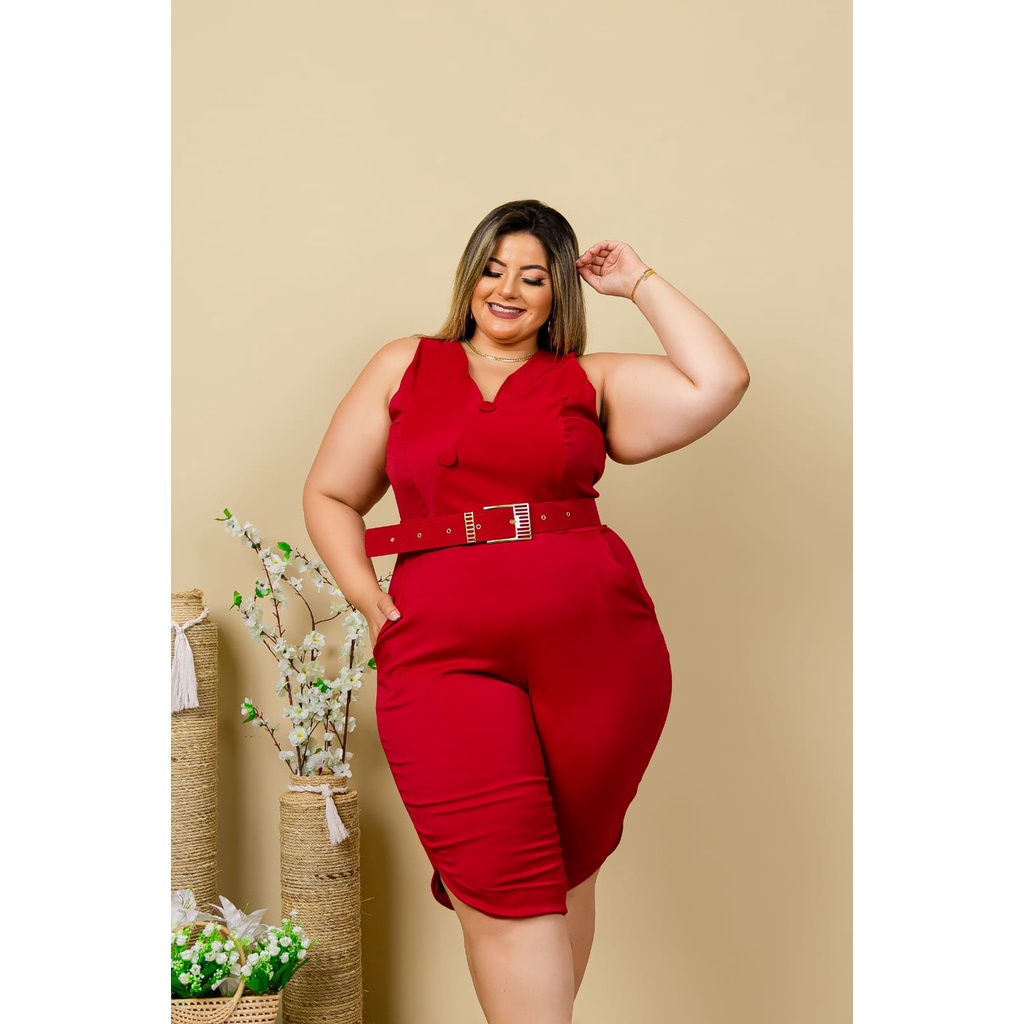 Macacão Macaquinho Plus Size Roupas Moda Feminina GG - Bellucy