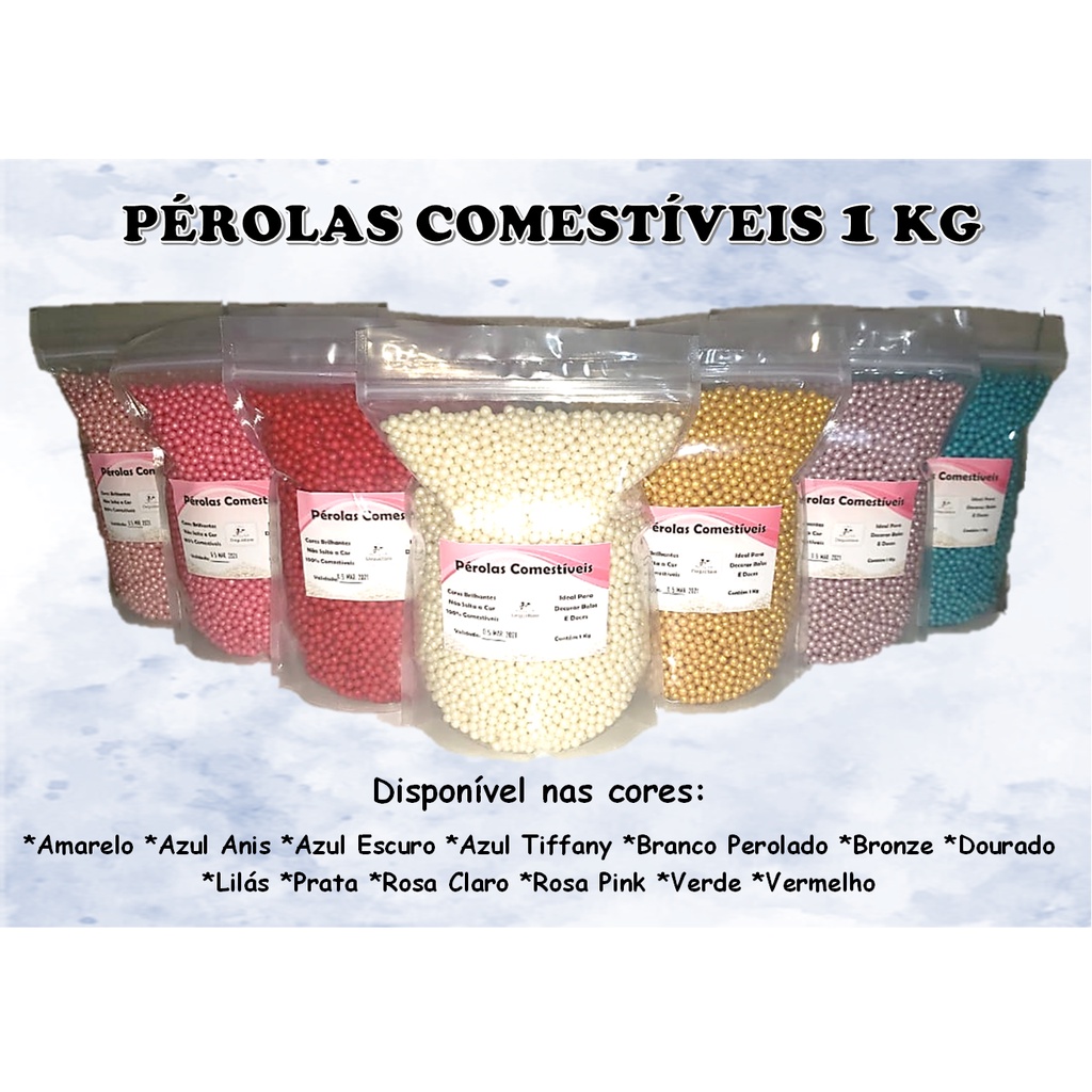 Pérola Comestível 1Kg Confeito Para Bolos E Doces - Perolas 