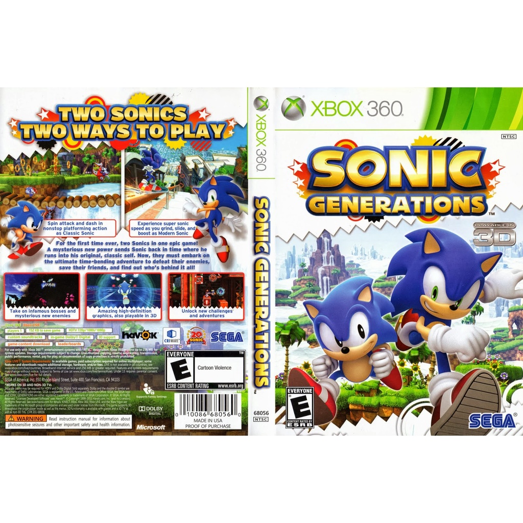Jogo De X Box 360, Sonic Coleção ( Vários Jogos De Sonic) - Escorrega o  Preço